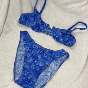 Kathy Ireland Vintage 90s Blue and White Bikini Set